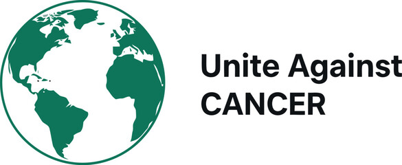 Global solidarity: unite against cancer with world map symbol