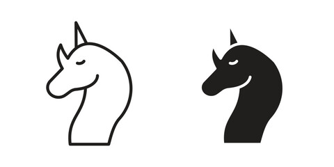 Unicorn icon symbol. Classic flat and linr style