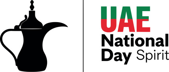 Uae national day spirit dallah illustration on white background