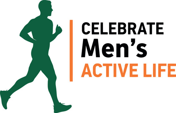 Celebrate men's active life, health, fitness, and running logo