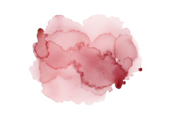 Abstract macro close-up of a dynamic watercolor stain featuring pastel pink and earth brown pigments, showing texture and feathered bleeding on a transparent background. Concept of elegant design