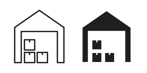 Warehouse icon symbol. Classic flat and linr style
