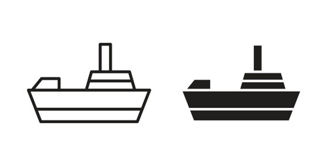 Warship icon symbol. Classic flat and linr style
