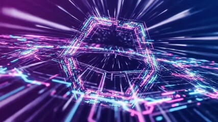 Futuristic digital data flow on circuit board with glowing light trails and abstract speed. - Powered by Adobe