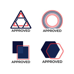 red and blue Geometric Approved Stamp and Icons Set with Modern Minimal style 100% editable file 
