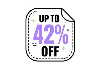 Modern promotional sale tag with forty-two percent off discount price label