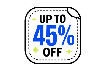 Promotional sale sticker badge with forty-five percent discount offer for retail marketing