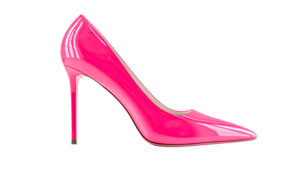 Bright pink patent leather stiletto high heel shoe