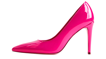 Bright pink patent leather high heel shoe stiletto