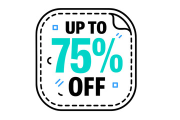 Modern promotional sticker badge design showing seventy-five percent discount for retail marketing