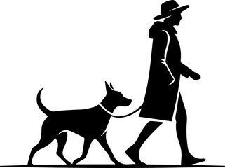 Stylish woman walking her sleek dog, embodying modern lifestyle and companionship, perfect for wellness, pet care, and outdoor adventure campaigns