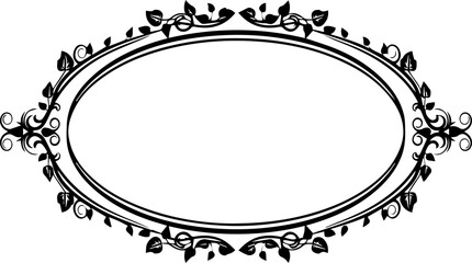 Elegant oval frame with floral accents, perfect for invitations or stylish designs, scalable vector graphic, classic decorative border for creative projects