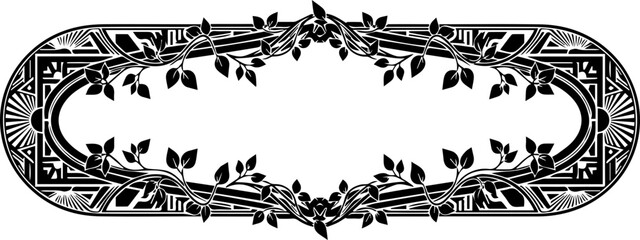 Elegant floral art deco frame with swirling vines, perfect for invitations, announcements, or adding a touch of vintage glamour to any project