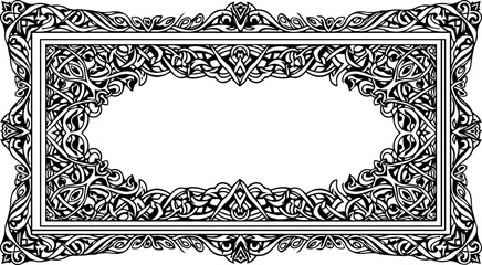 Elegant Celtic knot frame ornament for invitations and announcements, with intricate interlaced vector design ideal for graphic projects and branding