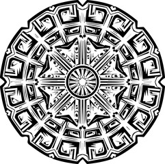 Intricate black and white mandala design, perfect for spiritual art, meditation, or creative projects, originally a scalable vector graphic, ideal for web