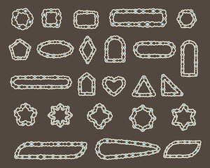 Beaded scalloped frame set. Vector illustration.