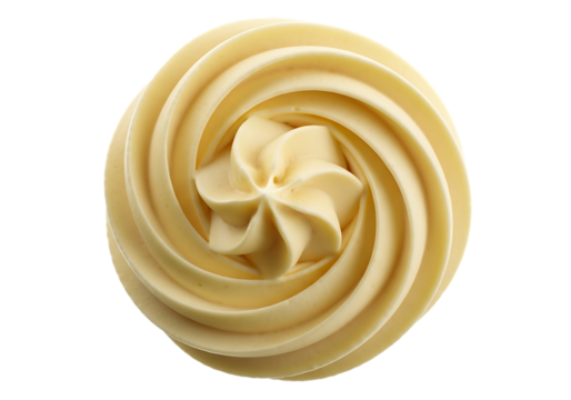 Delicious creamy swirl of frosting, elegant dairy dessert topping isolated on transparent background - Powered by Adobe