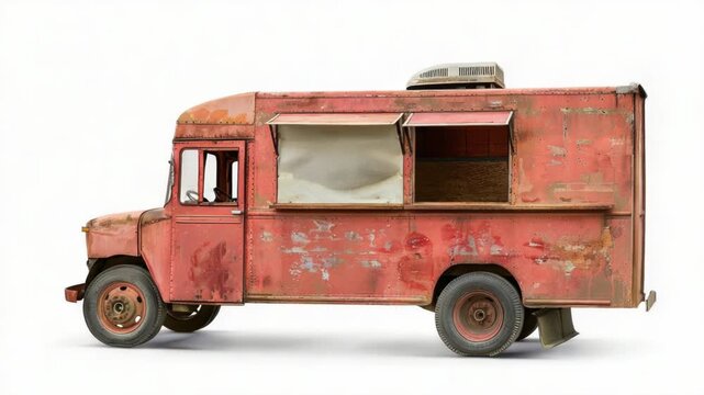Video A vintage-style food truck sitting by the roadside, perfect for a nostalgic or retro-themed project