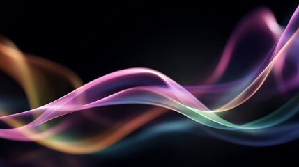 Abstract colorful light trails flowing against a dark background creating a dynamic composition