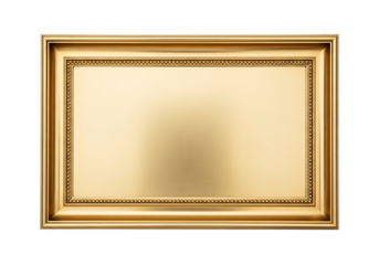Ornate golden frame with a blank space and elegant bead design isolated on transparent background