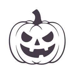 Illustration of a spooky jack o lantern with triangle eyes and toothy grin for halloween season design
