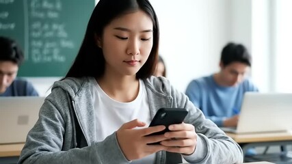 Student in Classroom Using Smartphone During Lecture Education Concept. - Powered by Adobe