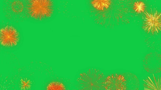 gold fireworks celebration green screen border animation