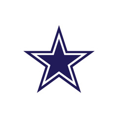 Blue cowboys star icon silhouette vector flat design on white background.