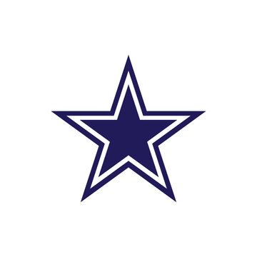 Blue cowboys star icon silhouette vector flat design on white background.