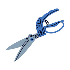 Pair of Scissors and Garden Pruner or Clipper as Hand-operated Shearing Tool Vector Illustration