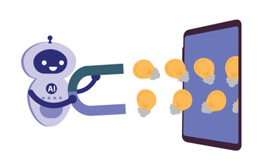 Robot attracting light bulb with magnet