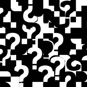 Black and white question marks pattern background abstract design for business and education use