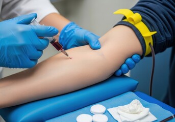 Doctor holding a card with the acronym hiv and the full name human immunodeficiency virus infection written on it in a medical setting