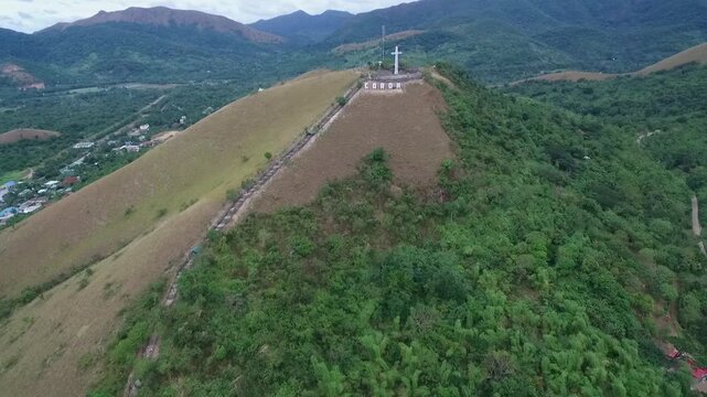 Mount Tapyas and Coron Cityscape in Background. Palawan, Philippines. Local Architecure in Background. Drone