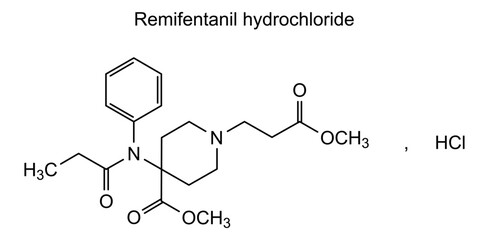 Remifentanil hydrochloride, chemical structure of remifentanil hydrochloride, drug substance