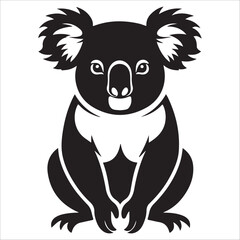 Fototapeta premium Stylized black and white silhouette vector illustration of a cute koala