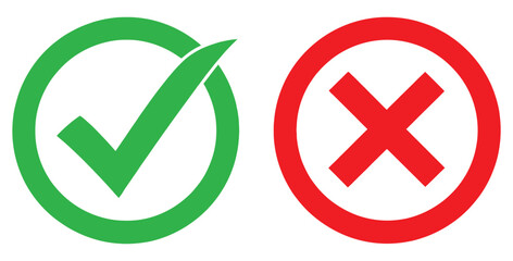 Green check mark and red x mark symbols representing positive and negative choices