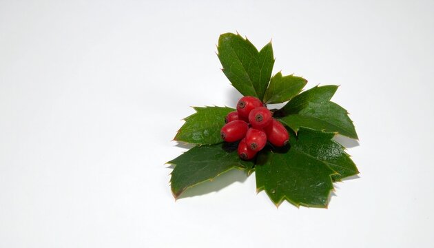 fresh barberry with leaves isolated on a white background