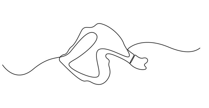 Animated self drawing of   Continuous line drawing of Chicken leg with bone vector illustration. crispy fried chicken hand drawn minimalism style, Single continuous line drawing of hot crispy fried 