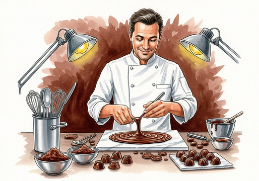 Serious mature watchmaker concentrating on repairing an antique pocket watch using a magnifying loupe under a bright lamp