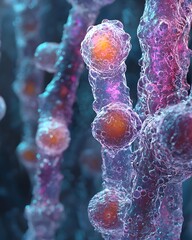 Microscopic view of cells biology science medical research human body anatomy cellular structure organism