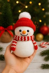 snowman with christmas tree
