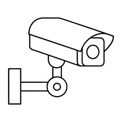 Outline drawing of a security camera on the wall