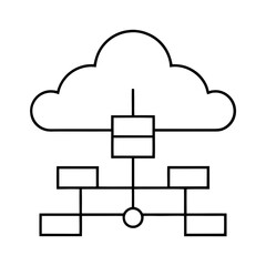 Cloud network diagram with boxes and connections