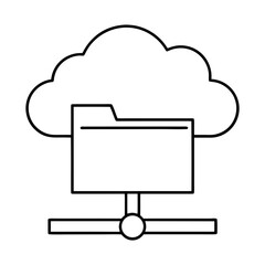 Outline of cloud storage with folder and connection
