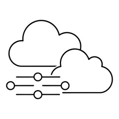 Outline of two clouds with connected lines below