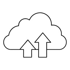 Cloud with two upward arrows in outline illustration