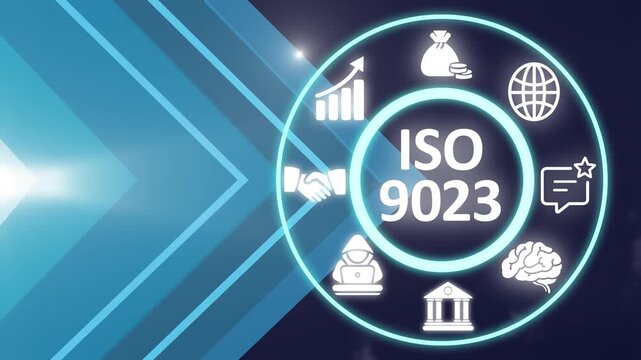 ISO 9023 presents geometrical product specifications and quality tolerances for the classification of thermal cuts. Showing ISO 9023 icons on virtual screen.