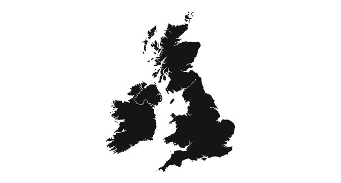 United kingdom silhouette map geographic representation of the british isles