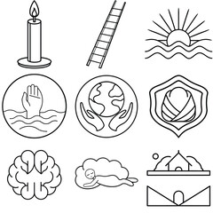 Simple thin line art diagram with geometric shapes and text elements